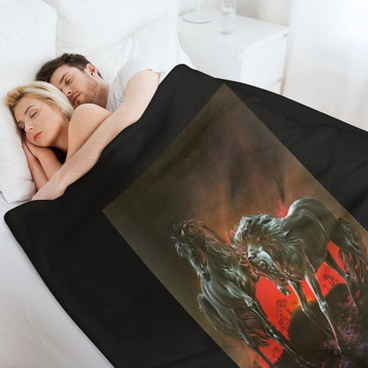 Dark Horses Throw Blanket