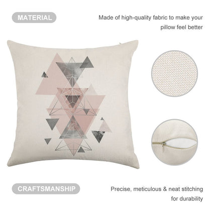 Abstract Geo in Blush Pink And Grey Linen Throw Pillow Cover