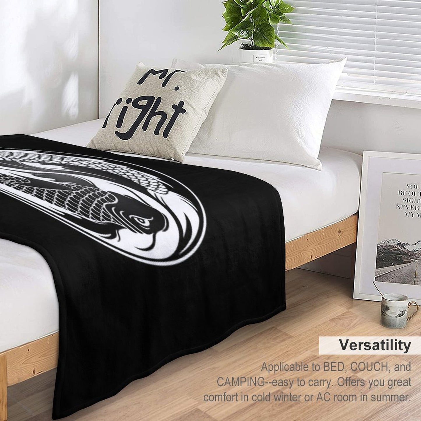 Black And White Yin Yang Koi Fish Throw Blanket
