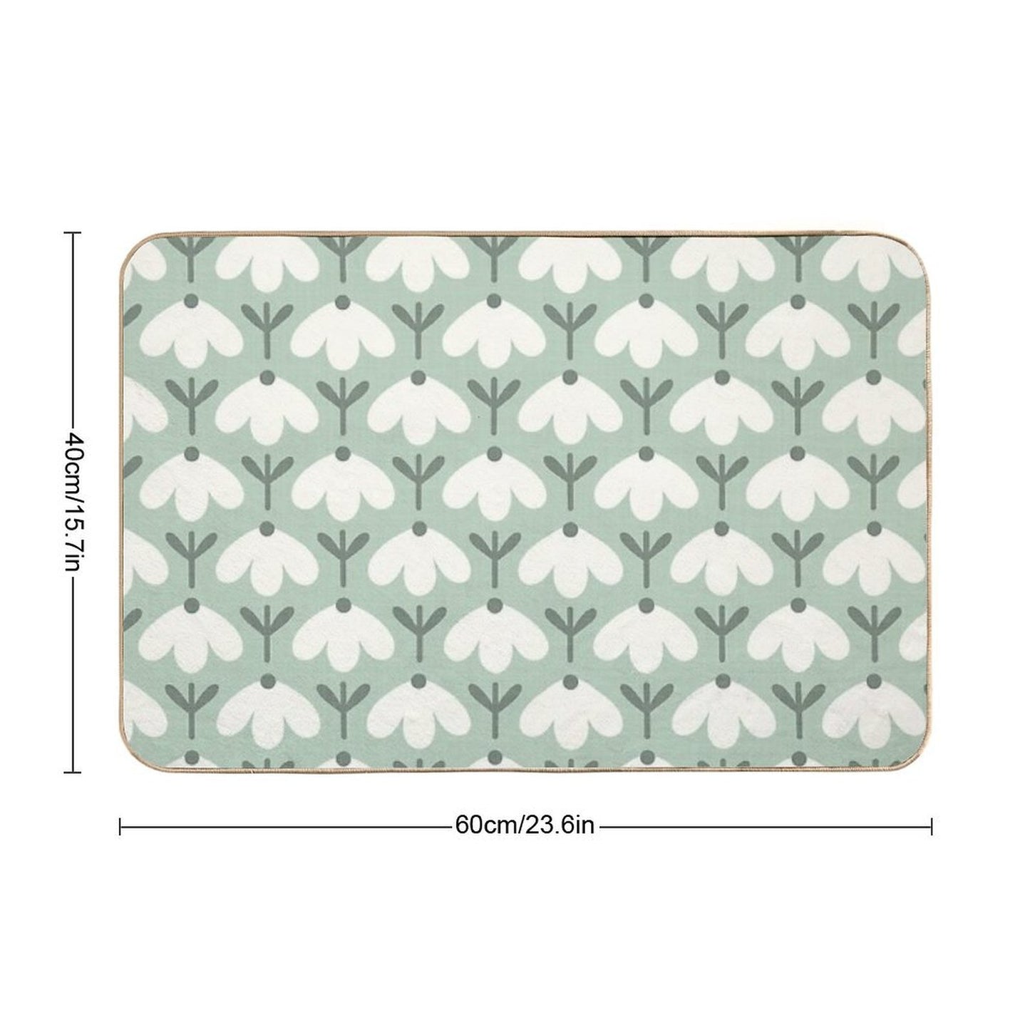 Bold Petal Flowers – Sage Green & Cream – Retro Playful Floral  Fade-Resistant Bath Mat