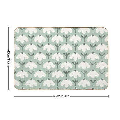 Bold Petal Flowers – Sage Green & Cream – Retro Playful Floral  Fade-Resistant Bath Mat