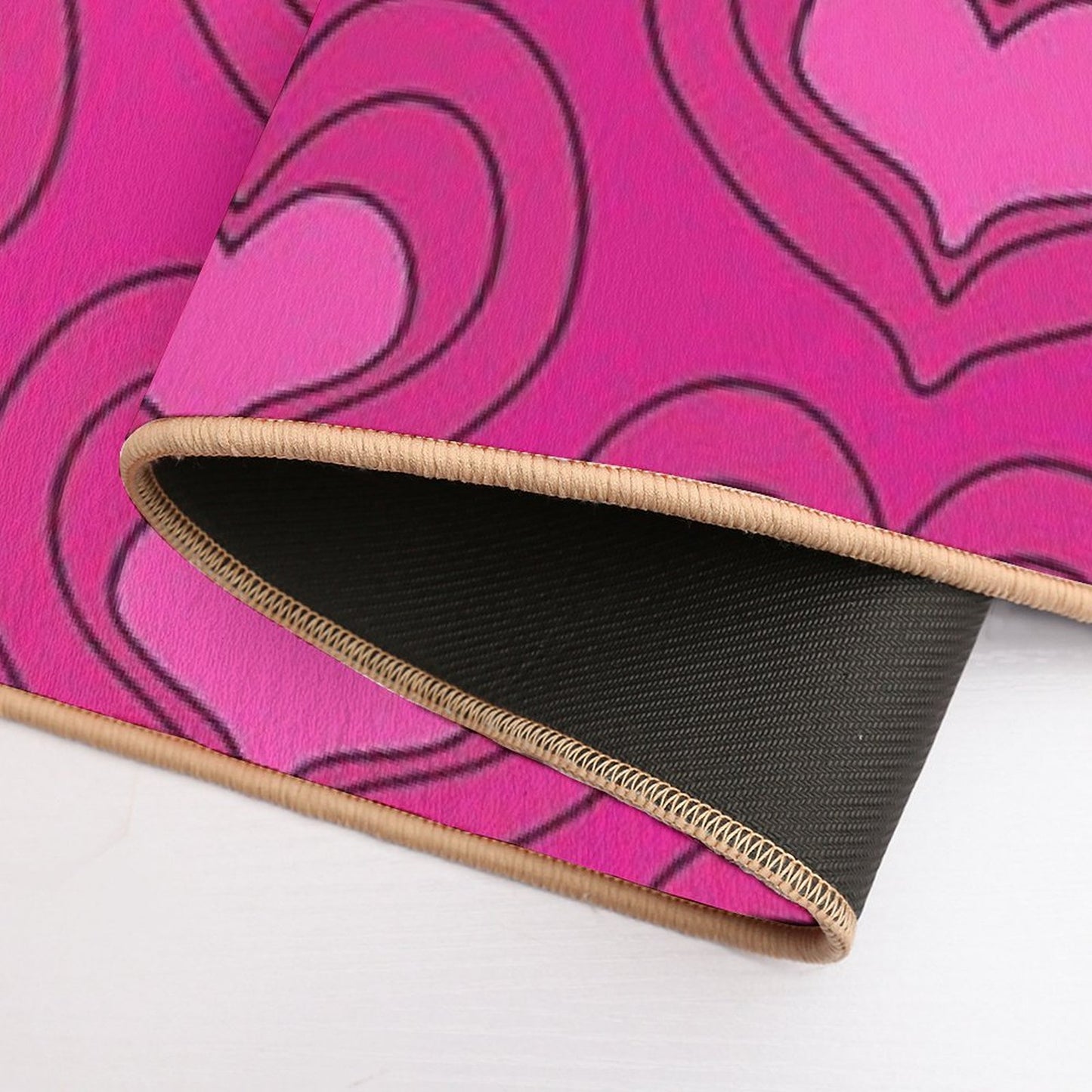 Heart Pattern Pink Magenta And Black Bath Mat