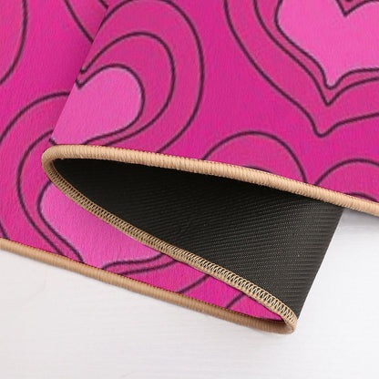 Heart Pattern Pink Magenta And Black Bath Mat