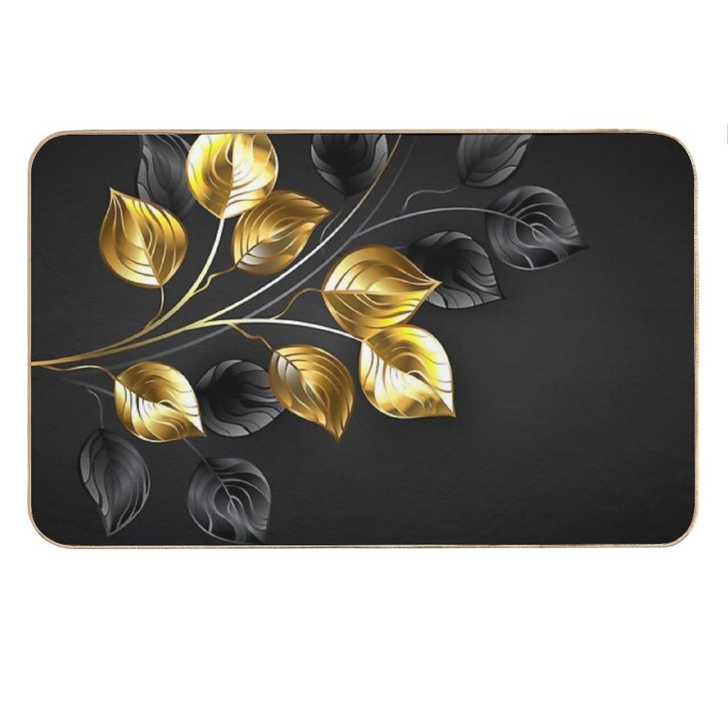 Background with Gold And Black Branches Bath Mat