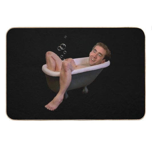 Nicholas Cage Taking A Bath Bath Mat