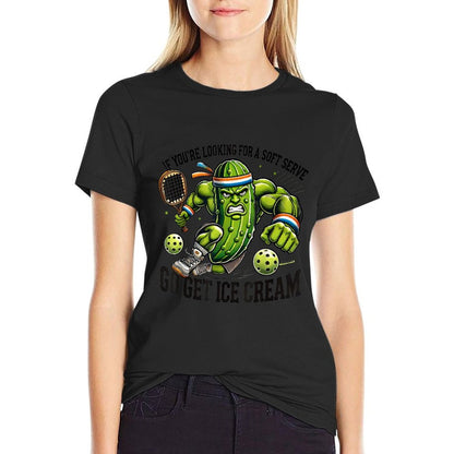 Funny Pickleball Lover Pun With A Pickle Playing Pickle Ball T-Shirt