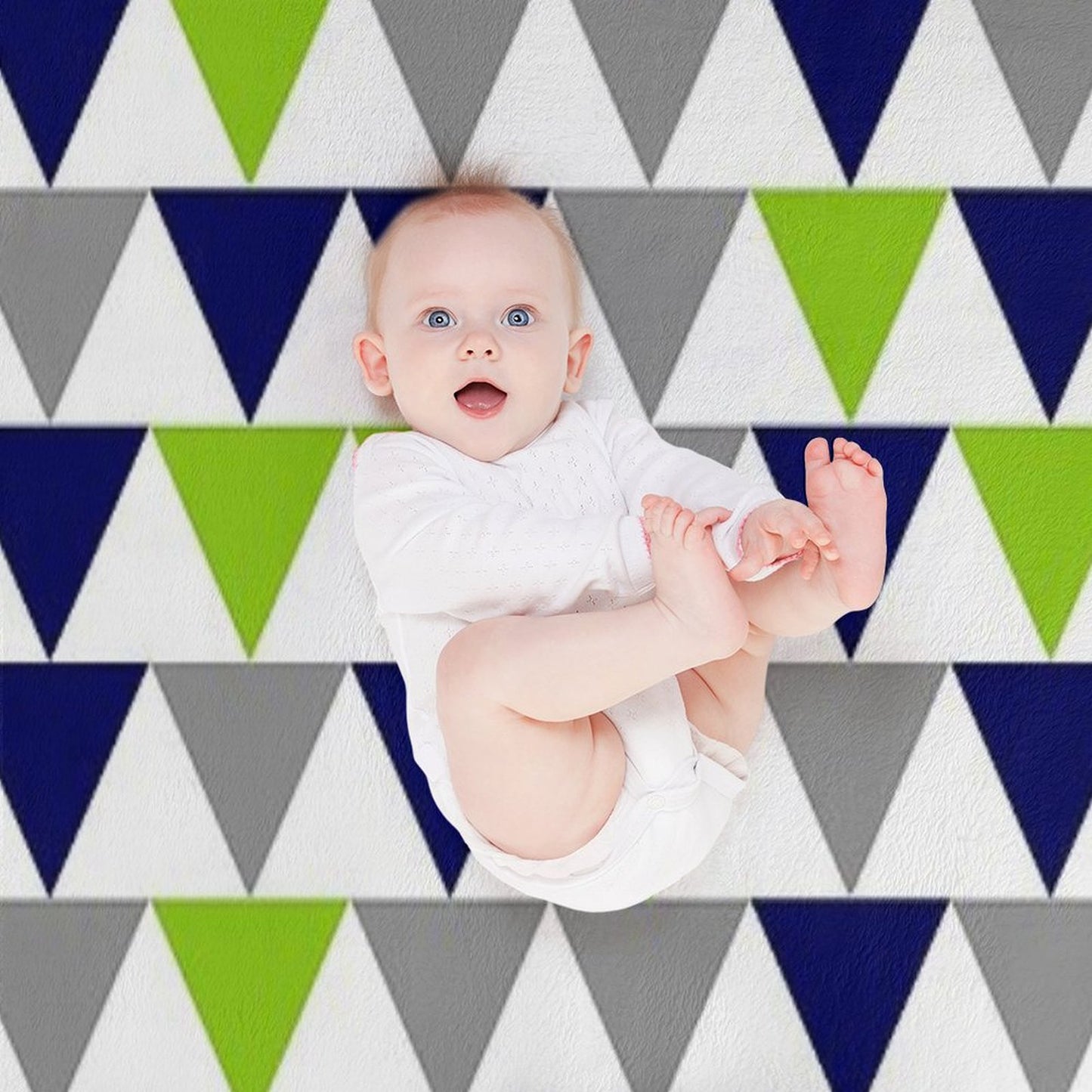 Arrows Lime Green,  Bright Navy Blue, Grey, And White Geometric Pattern Throw Blanket