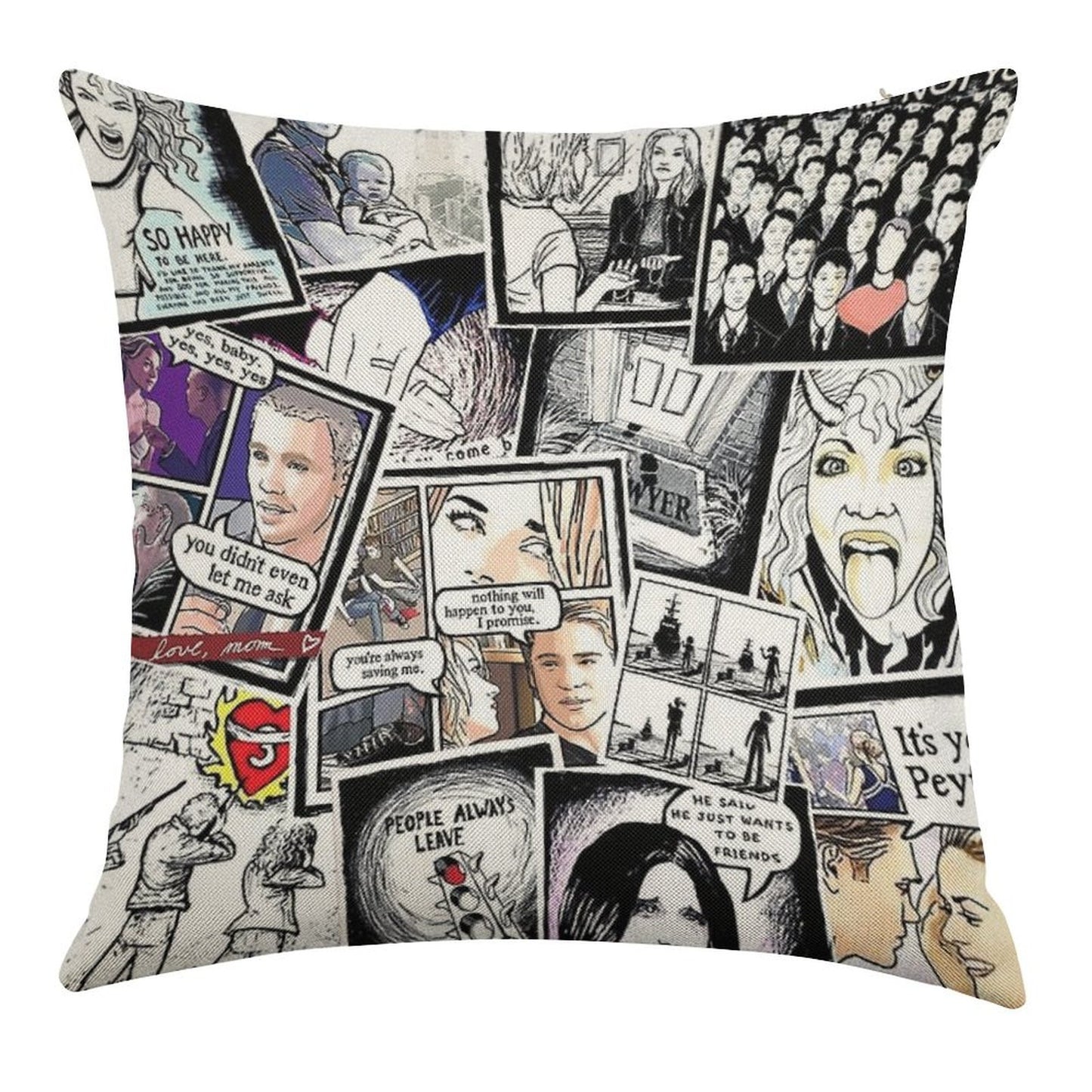 Peyton's Artwork Collage Linen Throw Pillow Cover