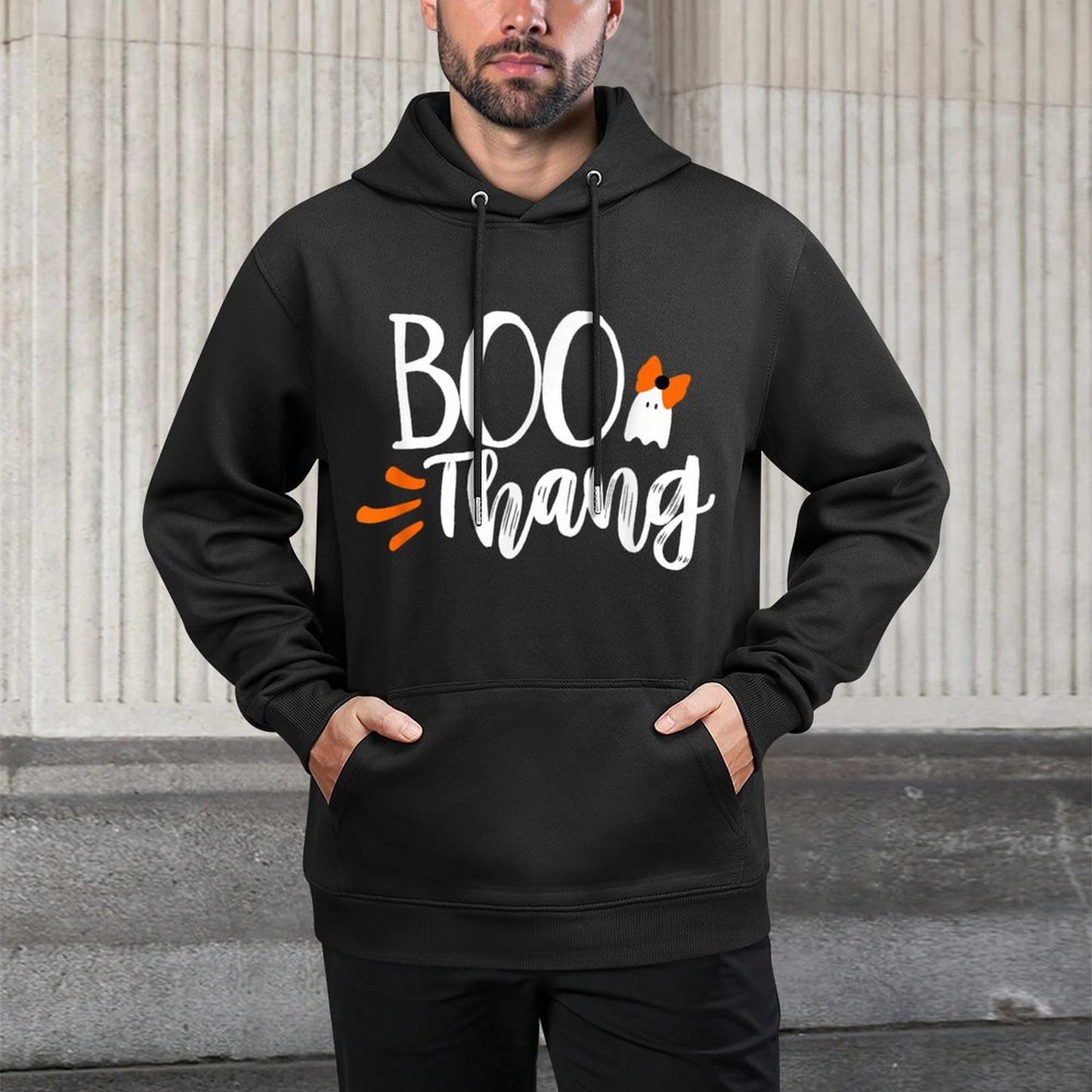 Boo Thang Thing Cute Halloween Ghost Girls Bow Gift Machine Washable Hoodie