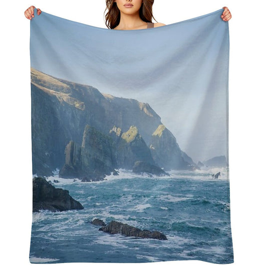 Cliffs at Port, Glencolmcille Throw Blanket