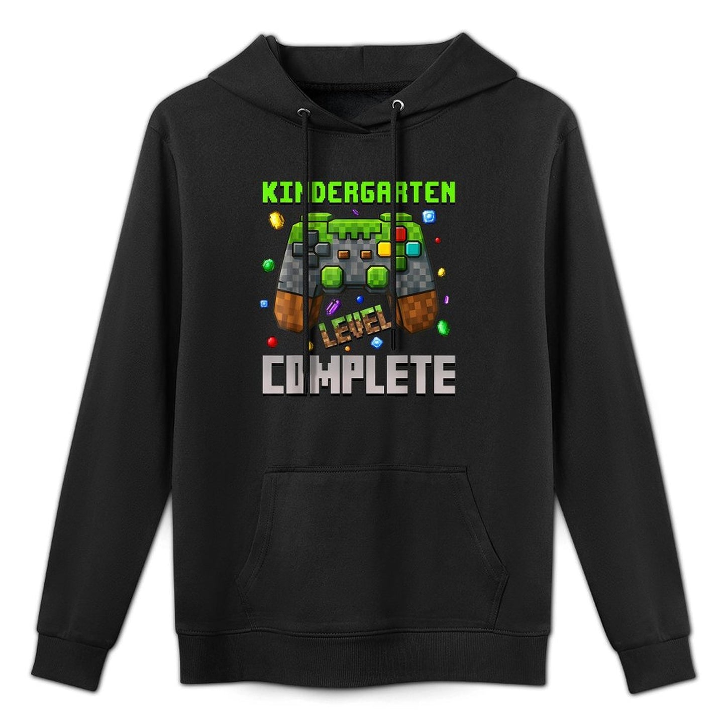 Kindergarten Level Complete Graduation Gamer Pixel Shrink-Resistant Hoodie