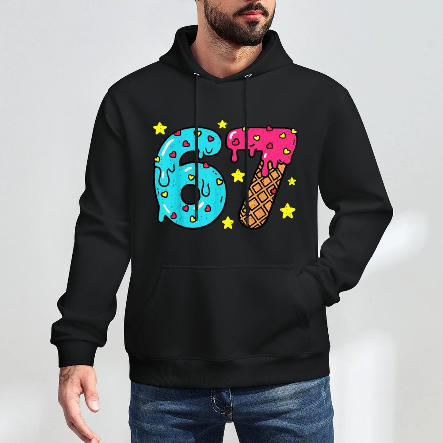 Funny Number Six Seven Ice Cream Drip Cool Meme 67 Sports Shrink-Resistant Hoodie