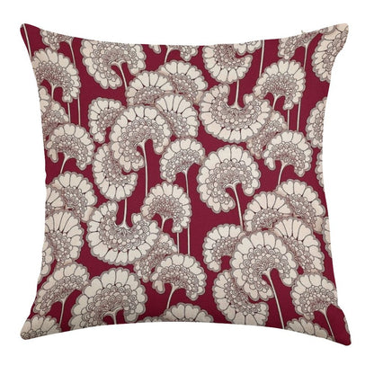 Florence Broadhurst Inspired Design - Red Linen Throw Pillow Cover