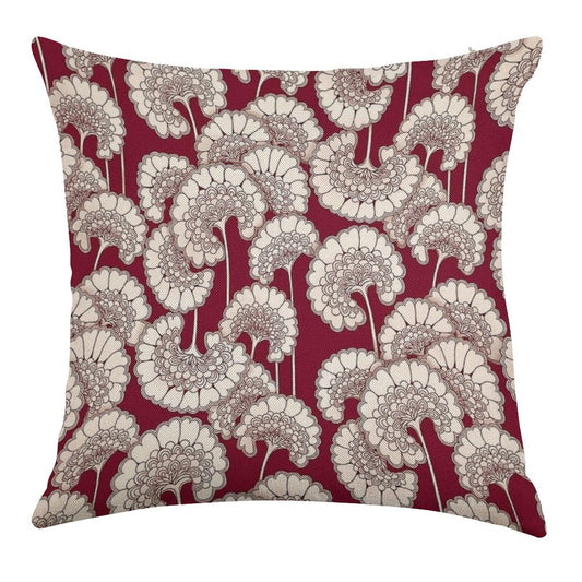 Florence Broadhurst Inspired Design - Red Linen Throw Pillow Cover