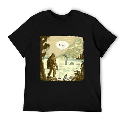 Funny Bigfoot Sasquatch Loch Ness Monster Introvert Bruh T-Shirt