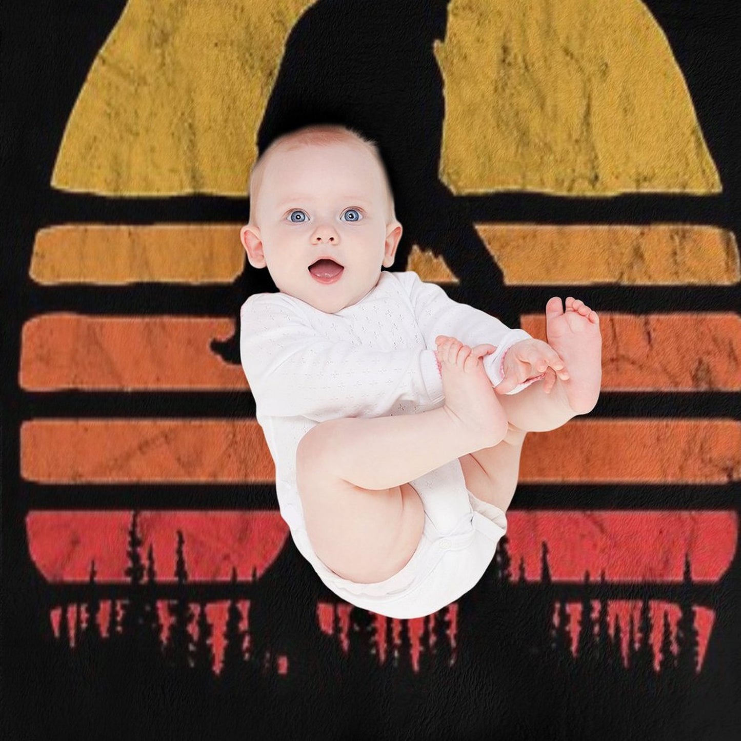 Retro Bigfoot Silhouette Sun Vintage  - Believe! Throw Blanket