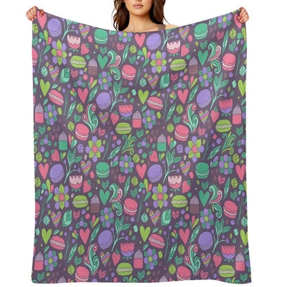 Macarons And Flowers Throw Blanket