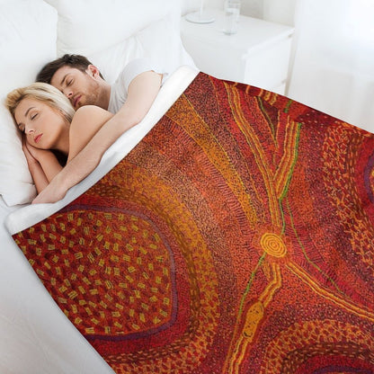 Australian Aboriginal Art Vintage Throw Blanket