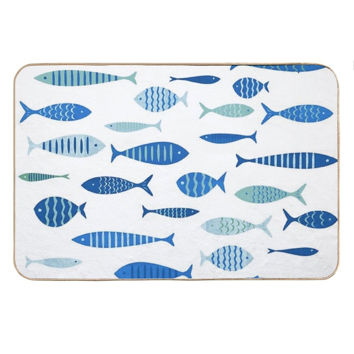 Mid Century Modern Blue Fish Fishing MCM Mid Mod Bath Mat