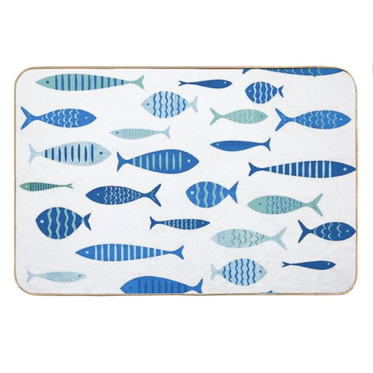 Mid Century Modern Blue Fish Fishing MCM Mid Mod Bath Mat