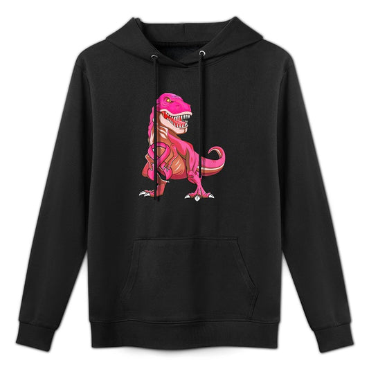 Pink Ribbon T-Rex Breast Cancer Awareness for Boys Kids Adjustable Hood Hoodie