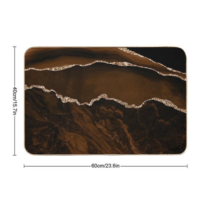 Abstract Brown & Gold Modern Geode Agate Design Bath Mat