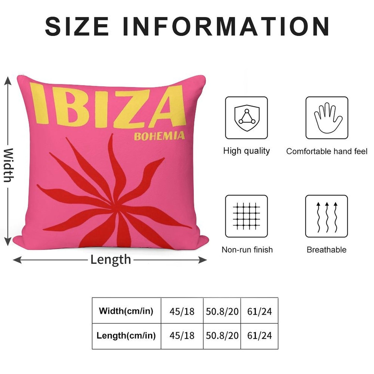 Ibiza Bohemia Print Soft Multiple Sizes Throw Pillow