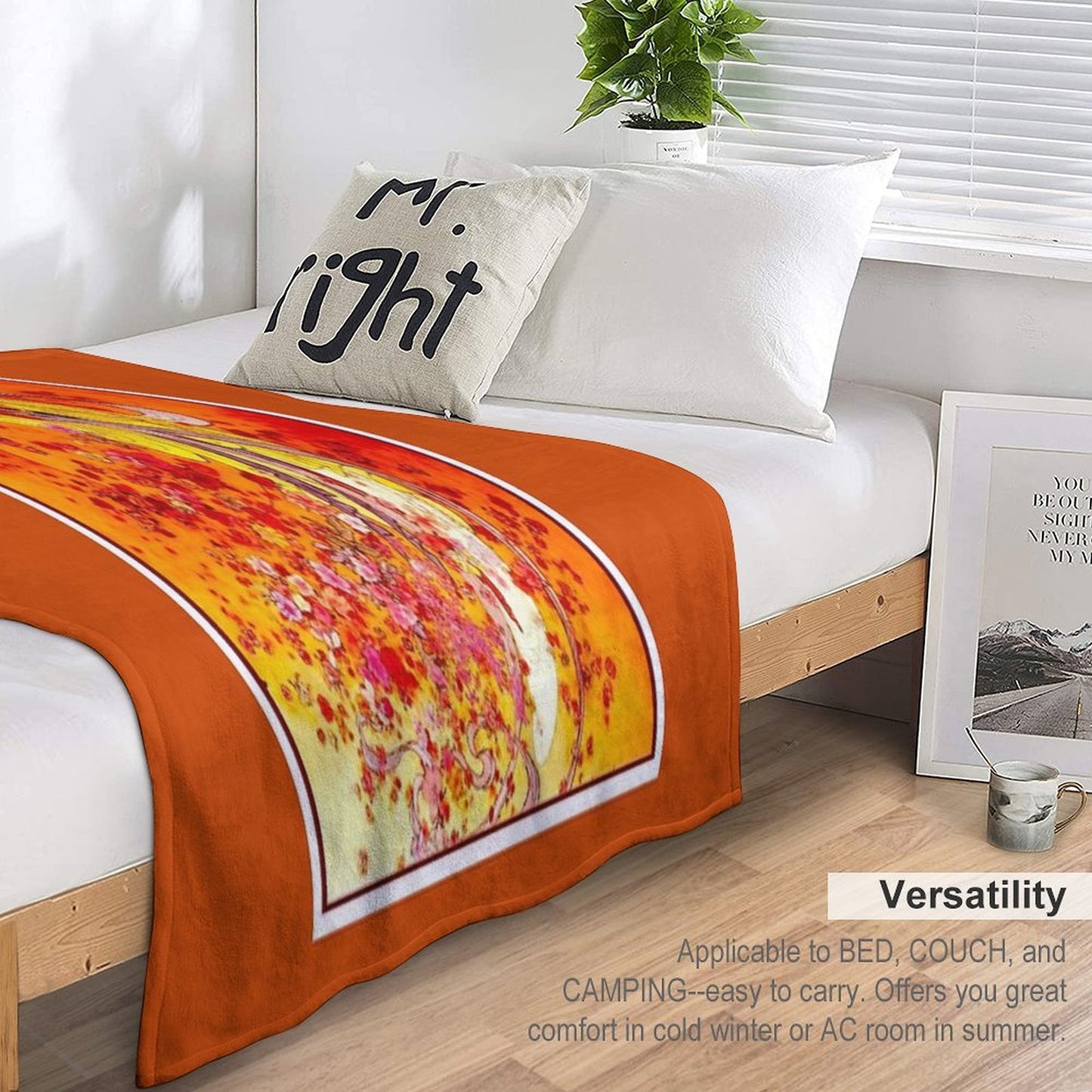 JAPANESE GEISHA PLAYING FLUTE Vintage Tourism Print Throw Blanket