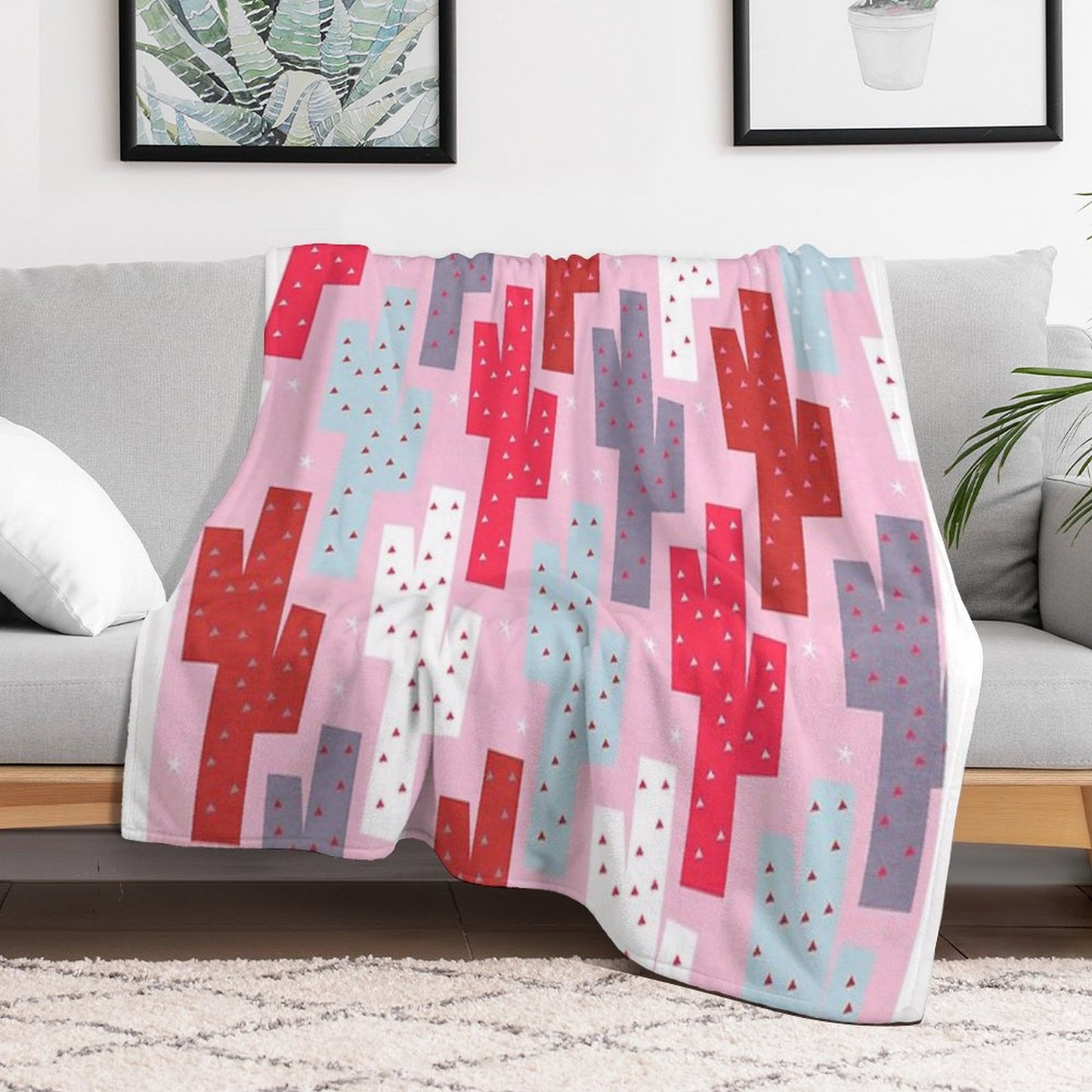 Sweet Cactus Pattern Throw Blanket
