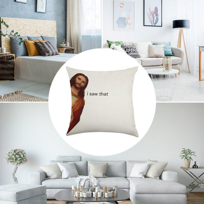 Jesus I Saw That Linen Throw Pillow Cover