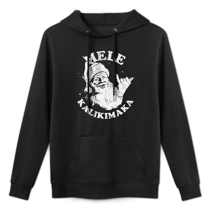 Retro Christmas Mele Kalikimaka Santa Shaka Hawaii Adjustable Hood Hoodie
