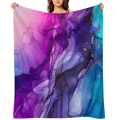 Abstract Vibrant Rainbow Ombre Throw Blanket