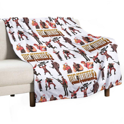 Team Fortress 2 - All Characters  Classes with TF2 Logo Throw Blanket