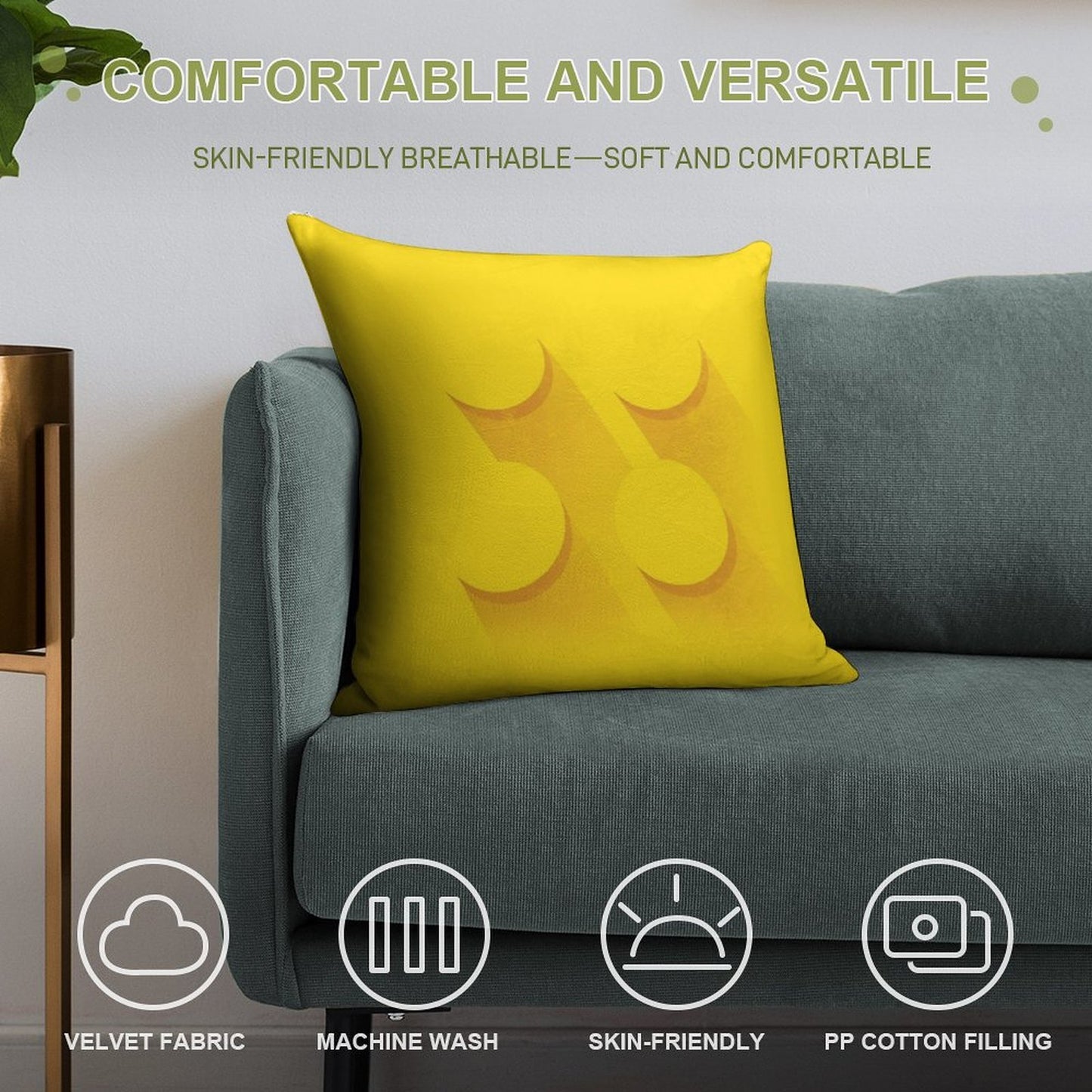 Yellow Brick Soft Skin-Friendly Throw Pillow