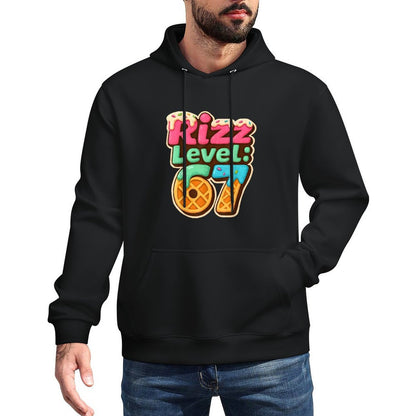 Funny Rizz Level 67 Ice Cream Gamer Style Graphic Colorfast Hoodie