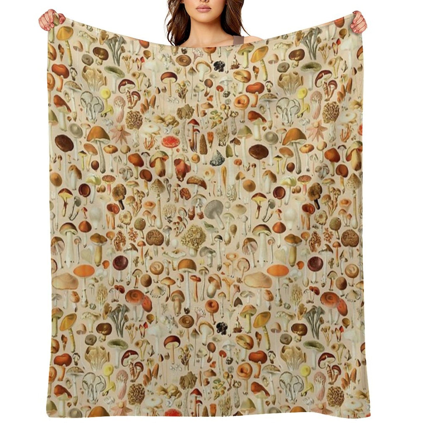 Vintage Mushroom Designs Collection Throw Blanket