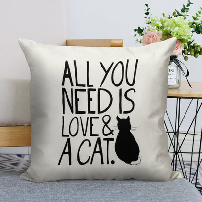 All You Need Is Love And A Cat Linen Throw Pillow Cover