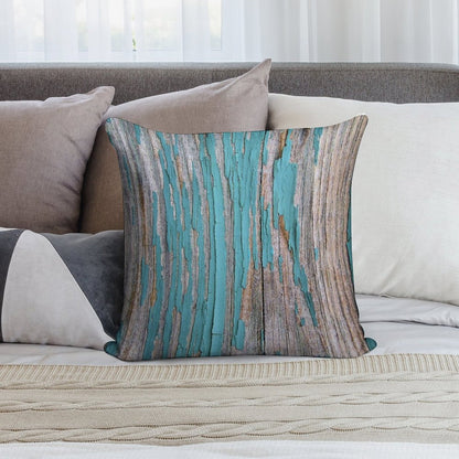 Shabby Rustic Weathered Wood Turquoise Soft Fade-Resistant Throw Pillow
