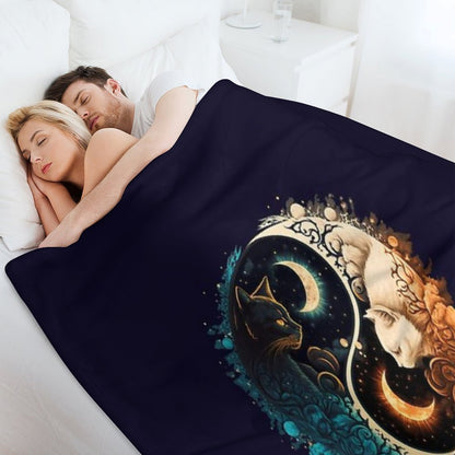 Cat Yin Yang Throw Blanket