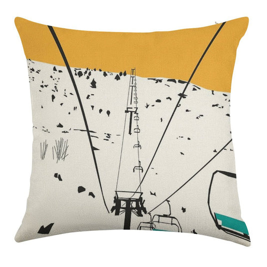 Ski Linen Throw Pillow Cover