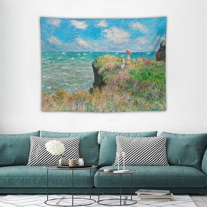 1882-Claude Monet-Cliff Walk at Pourville-66 X 82 Tapestry