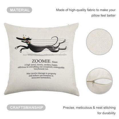Greyhound Zoomie Linen Throw Pillow Cover