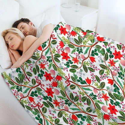 Christmas Floral Pattern Throw Blanket