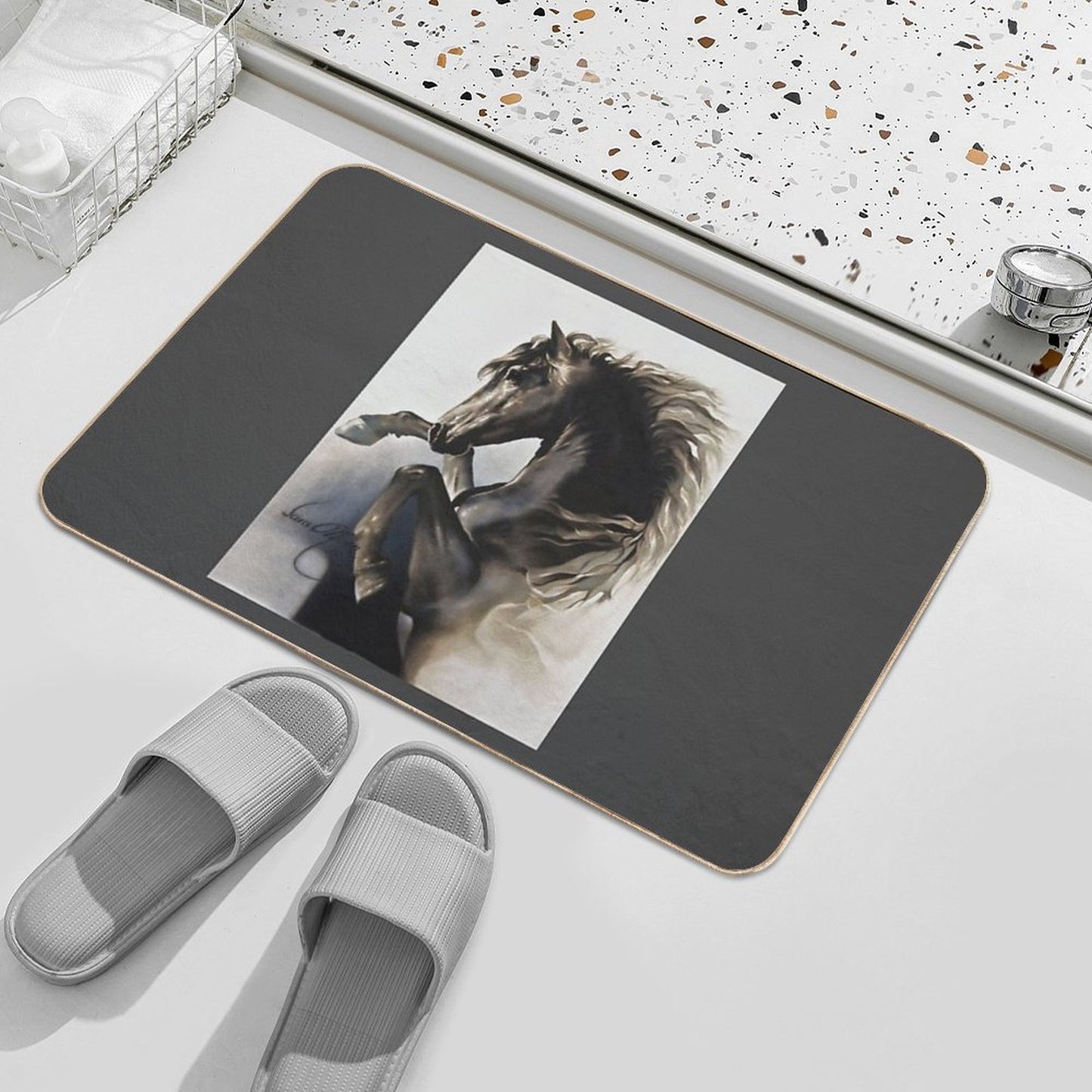 Black Fury Bath Mat