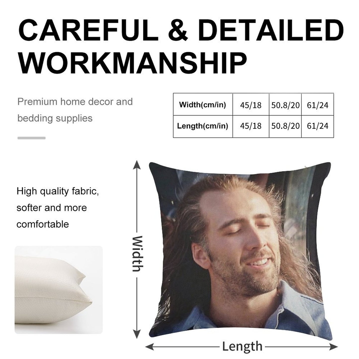Nicolas Cage Linen Throw Pillow Cover