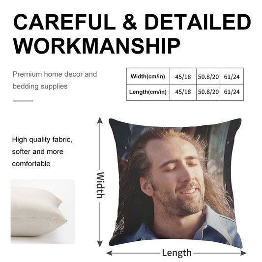Nicolas Cage Linen Throw Pillow Cover