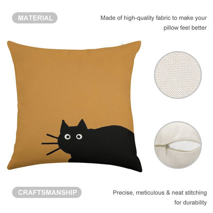 Black Cat(s) Linen Throw Pillow Cover