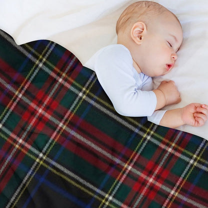 Stewart Black Scottish Tartan Throw Blanket