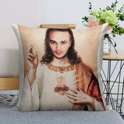 Jul Christ Linen Throw Pillow Cover
