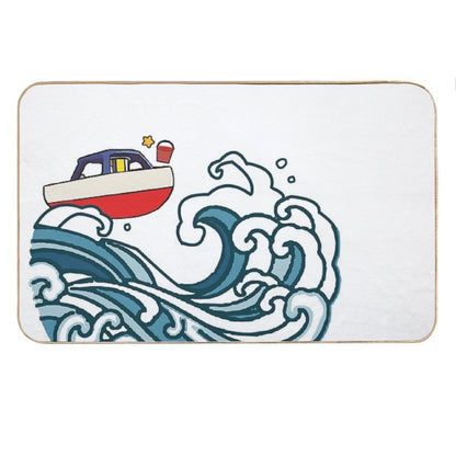 Boat on Big Wave Bath Mat